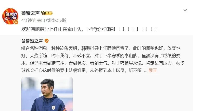 包含曝山东泰山将任命韩鹏出任代理主帅下半程专注年轻化的词条